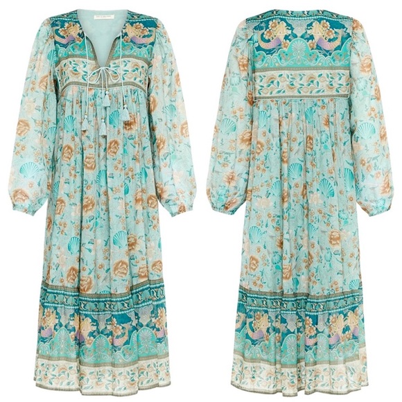 Spell & the Gypsy | Seashell boho midi dress in seafoam - Picture 13 of 16